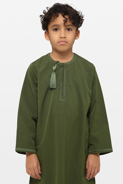 Oakmoss & Khaki Omani Kids Thobe
