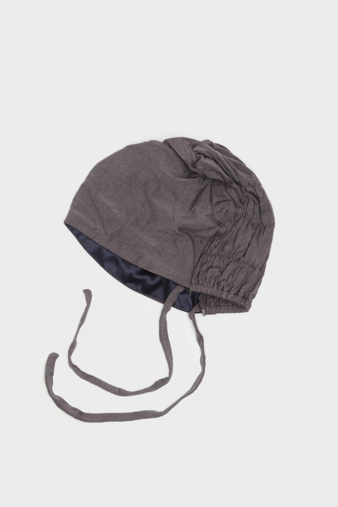 Satin-Blend Shadow Charcoal Scrunchie Hijab Cap - CAVE
