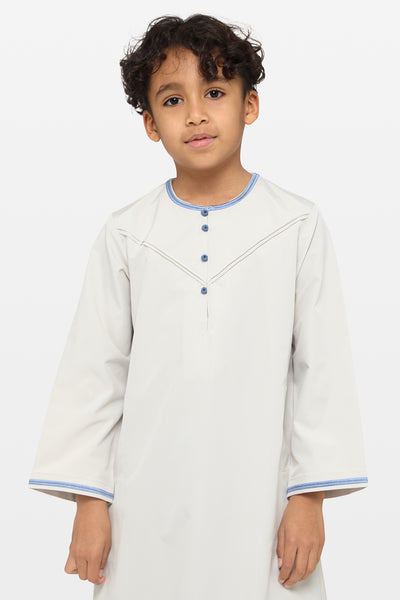 Moon Grey & Dusty Blue Emirati Kids Thobe