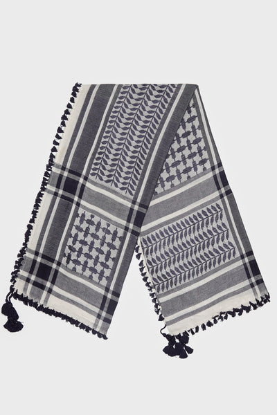Maritime Blue & Wind Grey Bamboo Keffiyeh Scarf