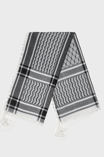 All Black & White Bamboo Keffiyeh Scarf - CAVE
