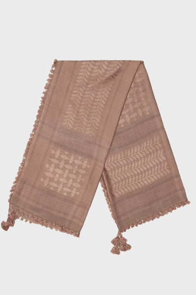 Caramel Brown & Tan Brown Bamboo Keffiyeh Scarf - CAVE
