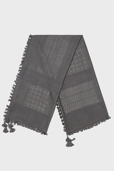 Charcoal & Grey Bamboo Keffiyeh Scarf - CAVE