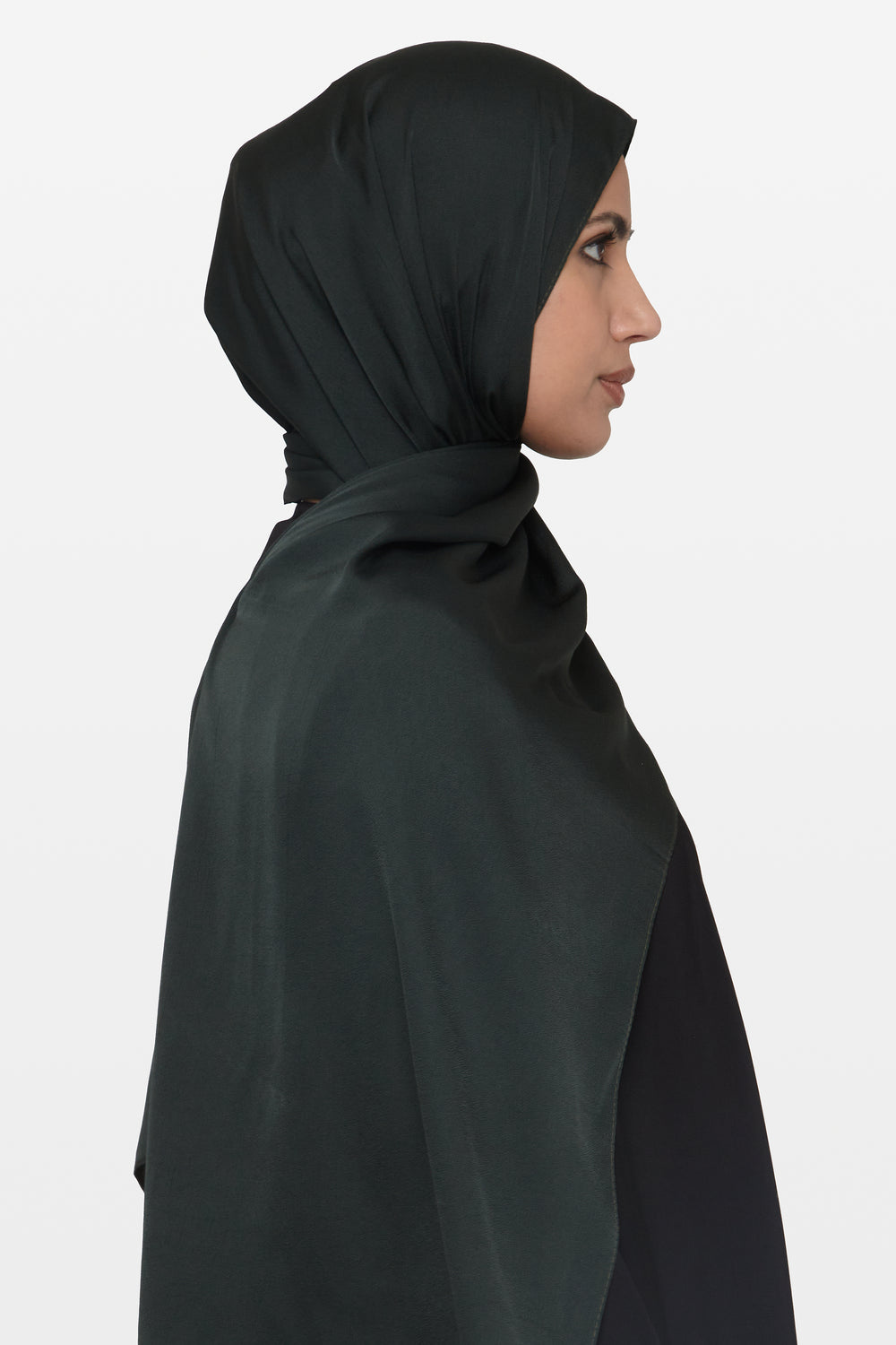 Dark Green Grain Satin Hijab - CAVE