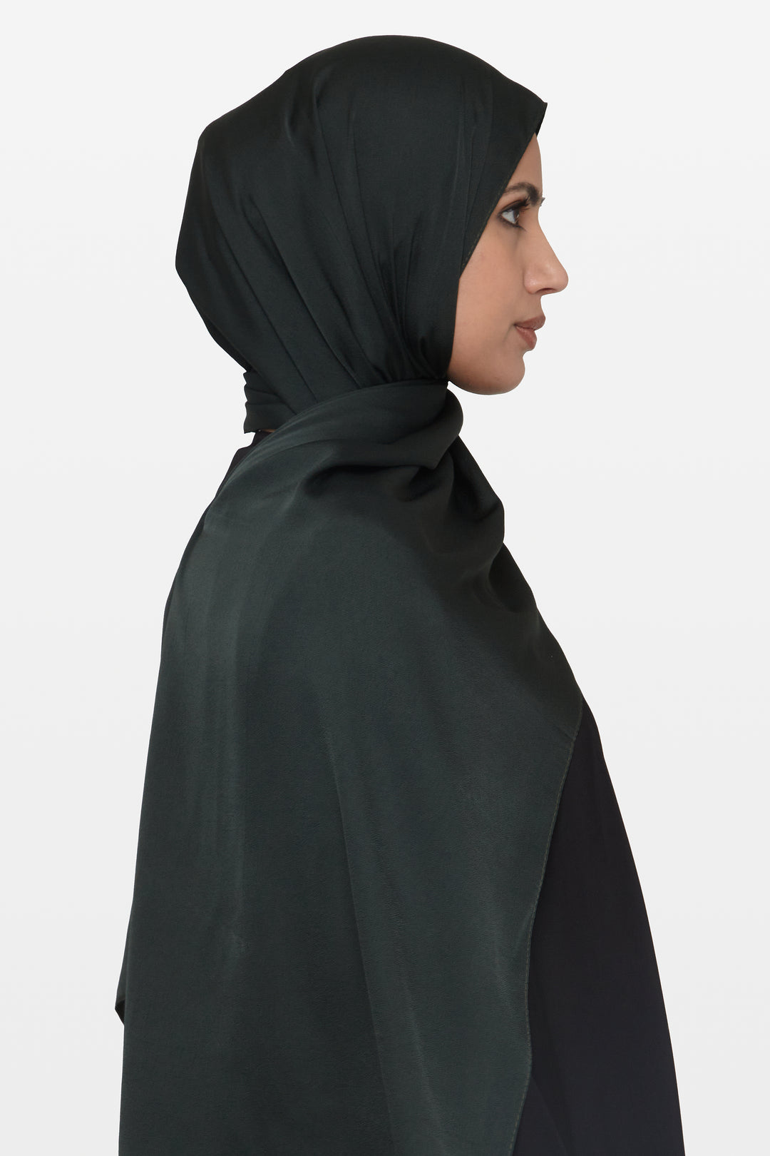 Dark Green Grain Satin Hijab - CAVE