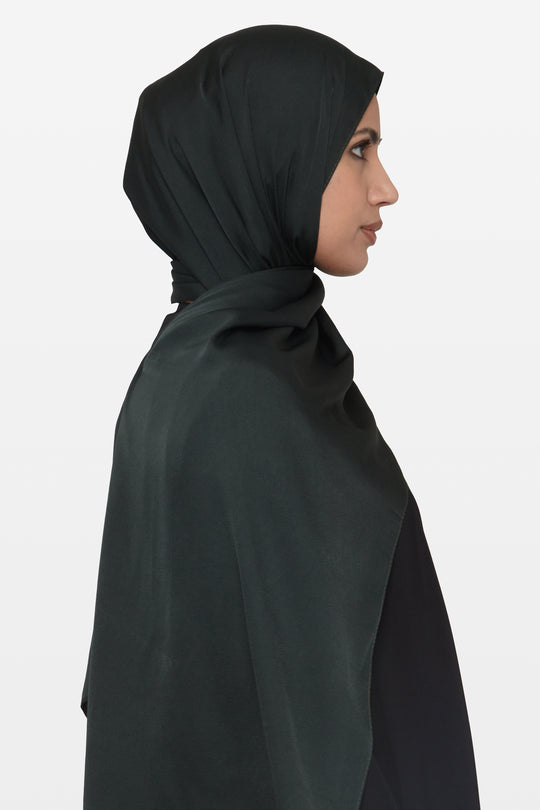 Dark Green Grain Satin Hijab - CAVE
