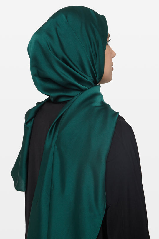 Forest Green Grain Satin Hijab - CAVE