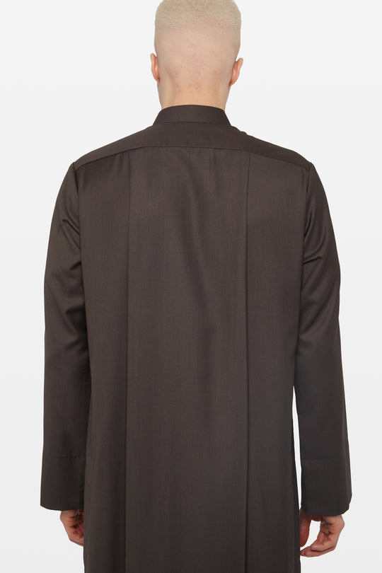 Pecan Brown Kuwaiti Collar Thobe - CAVE
