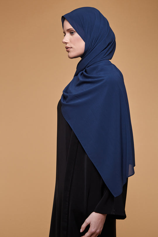 Space Navy Crinkle Soft Crepe Hijab - CAVE