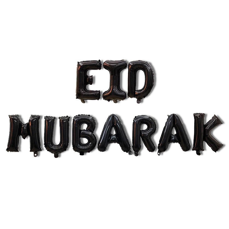 Black Eid Mubarak Foil Letter Balloons - CAVE