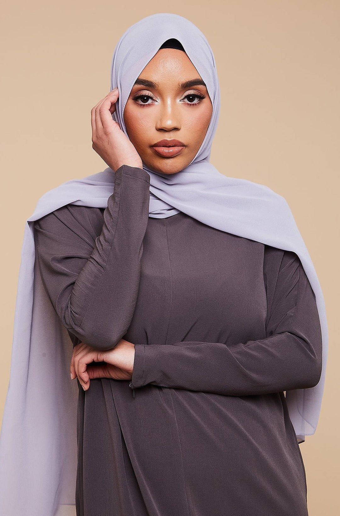 Light Grey Soft Crepe Chiffon Hijab - CAVE