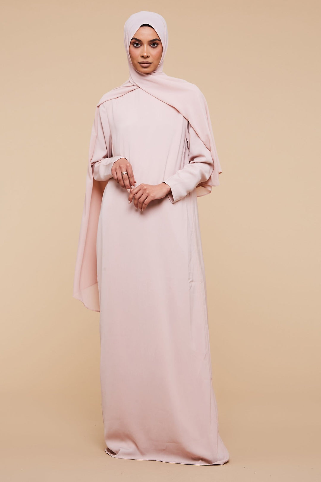 Pink High Classic Neck Abaya - CAVE