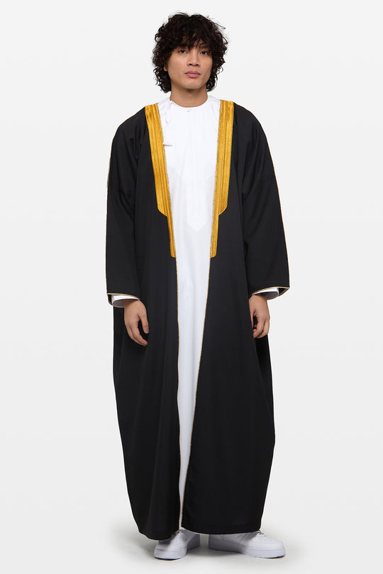 Black & Gold Heavy Kuwaiti Bisht - CAVE