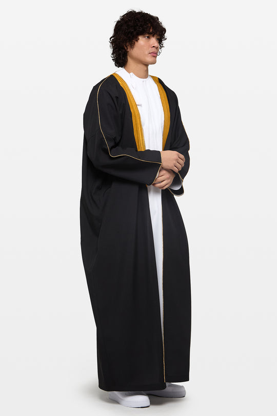Black & Gold Heavy Kuwaiti Bisht - CAVE