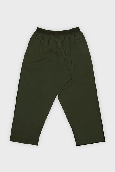 Emerald Green Wide Leg Cotton Trousers