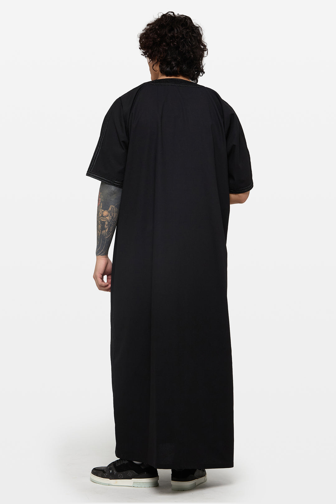 Carbon Black Linen Moroccan Thobe - CAVE