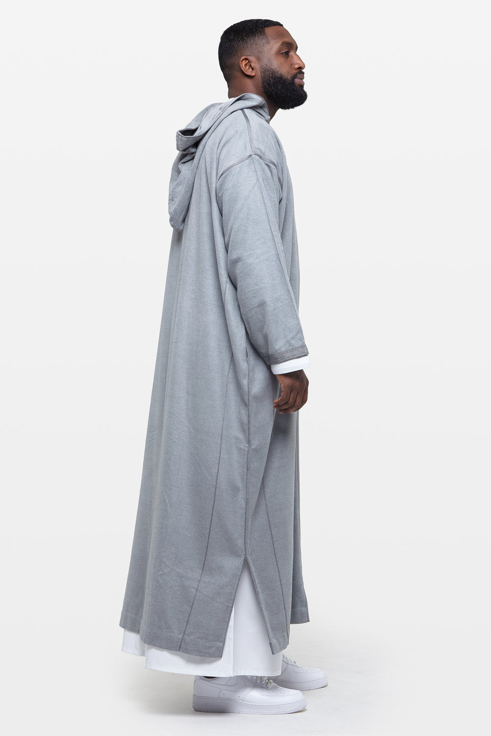 Cool Grey Hooded Moroccan Thobe - CAVE