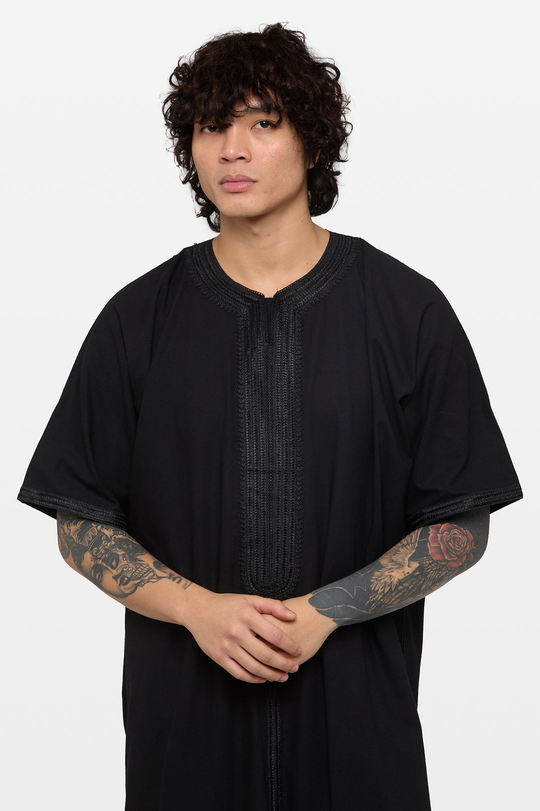 Carbon Black Linen Moroccan Thobe - CAVE