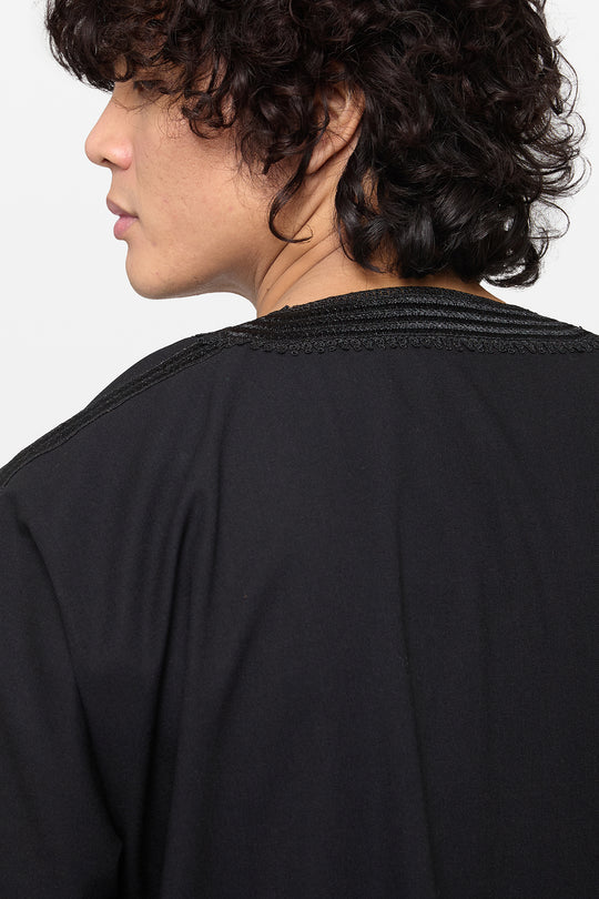 Carbon Black Linen Moroccan Thobe - CAVE