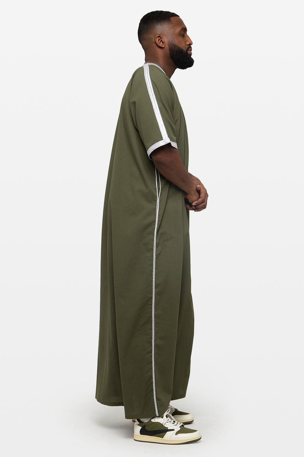 Emerald Green & Silver Sconce Linen Moroccan Thobe - CAVE