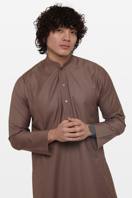 Deep Taupe Classic Collar Thobe