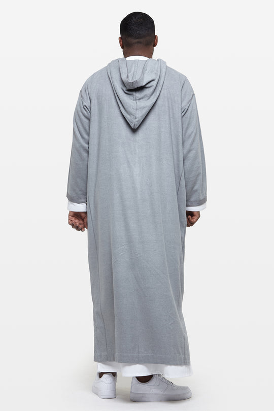 Cool Grey Hooded Moroccan Thobe - CAVE