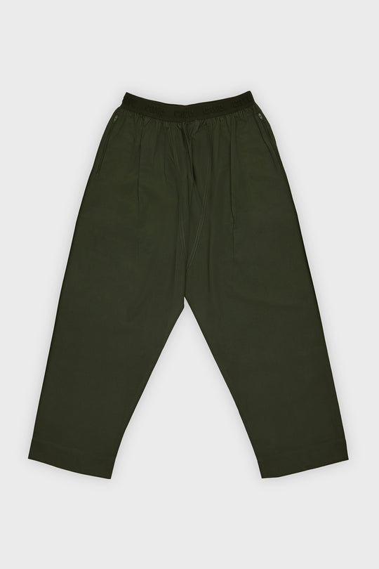 Emerald Green Wide Leg Cotton Trousers