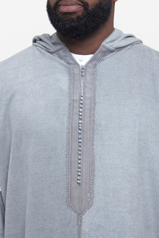 Cool Grey Hooded Moroccan Thobe - CAVE