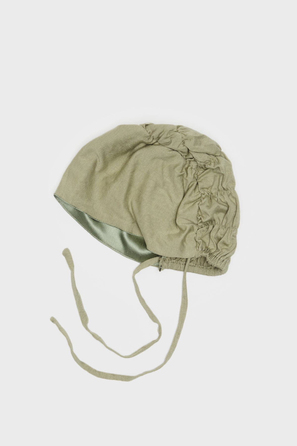 Satin-Blend Lint Green Scrunchie Hijab Cap