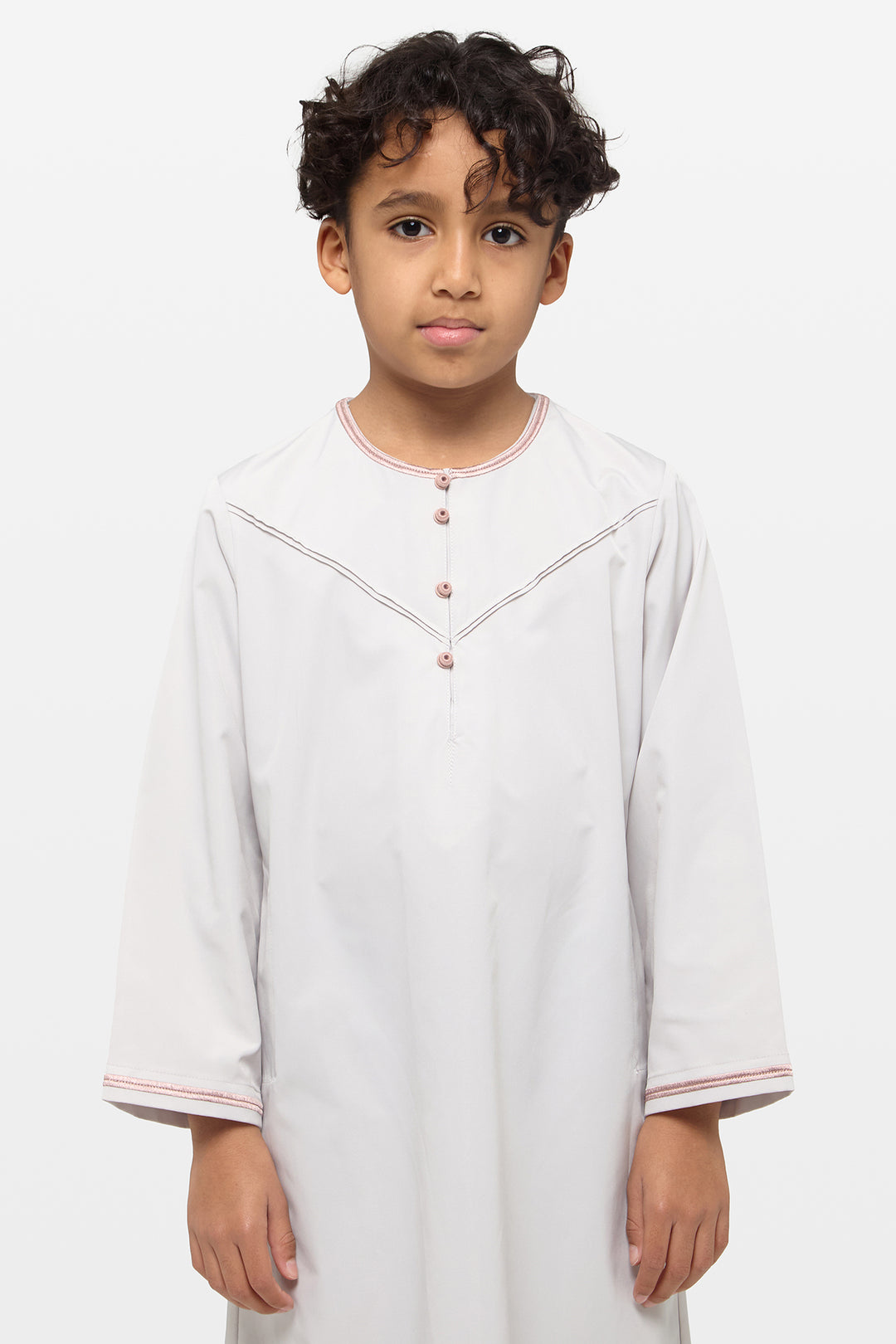 Wind Grey & Shadow Rose Emirati Kids Thobe - CAVE