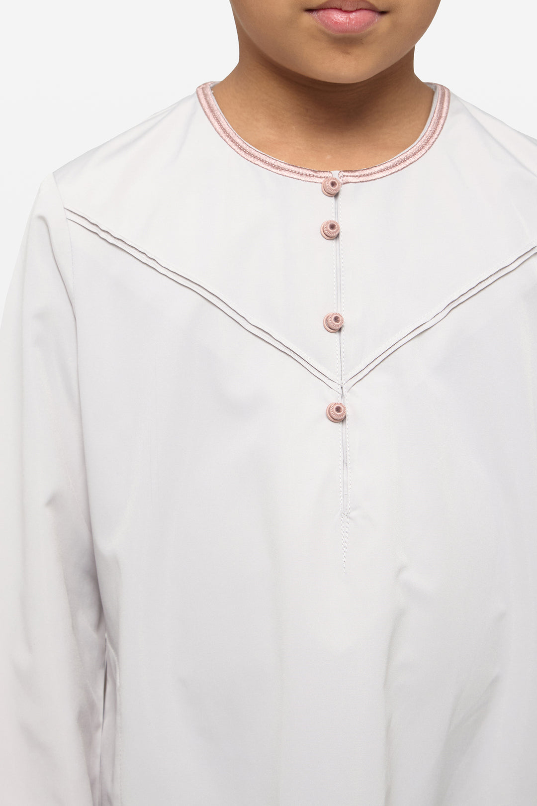 Wind Grey & Shadow Rose Emirati Kids Thobe - CAVE