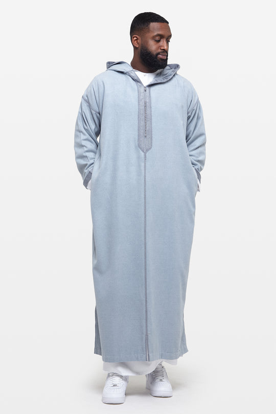 Airy Blue Hooded Moroccan Thobe - CAVE