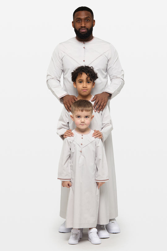 Wind Grey & Shadow Rose Emirati Thobe - CAVE