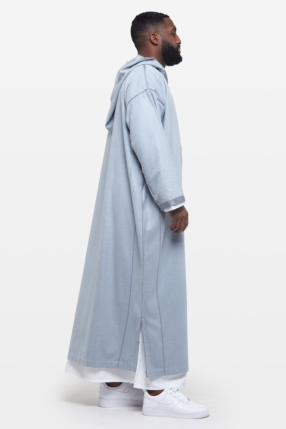 Airy Blue Hooded Moroccan Thobe - CAVE