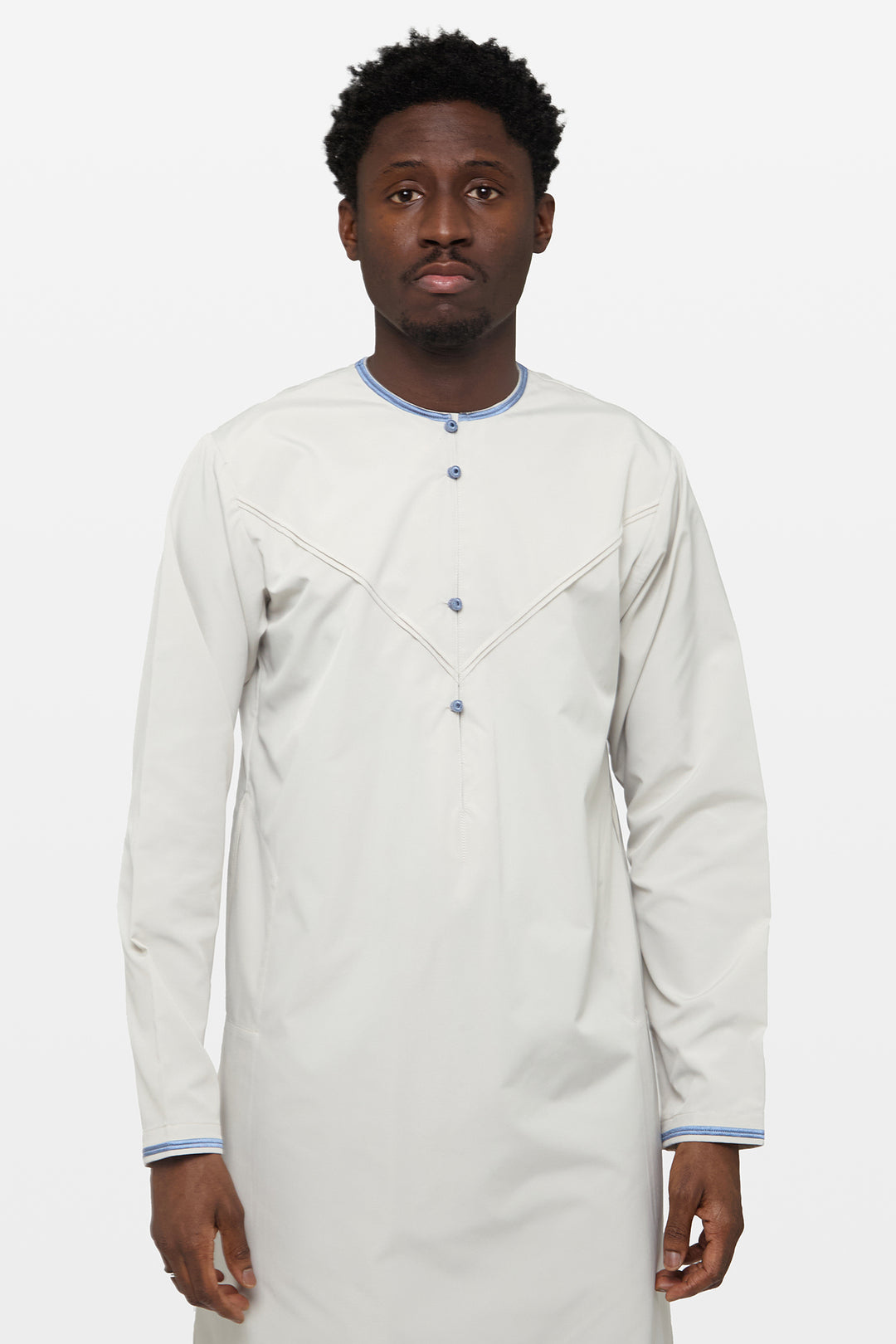 Moon Grey & Dusty Blue Emirati Thobe - CAVE