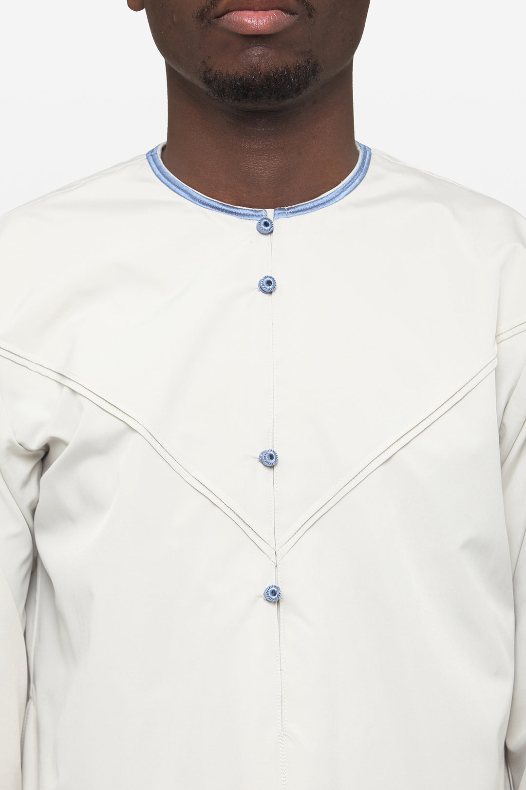 Moon Grey & Dusty Blue Emirati Thobe - CAVE