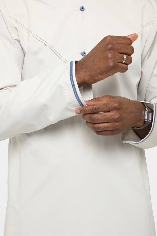 Moon Grey & Dusty Blue Emirati Thobe - CAVE