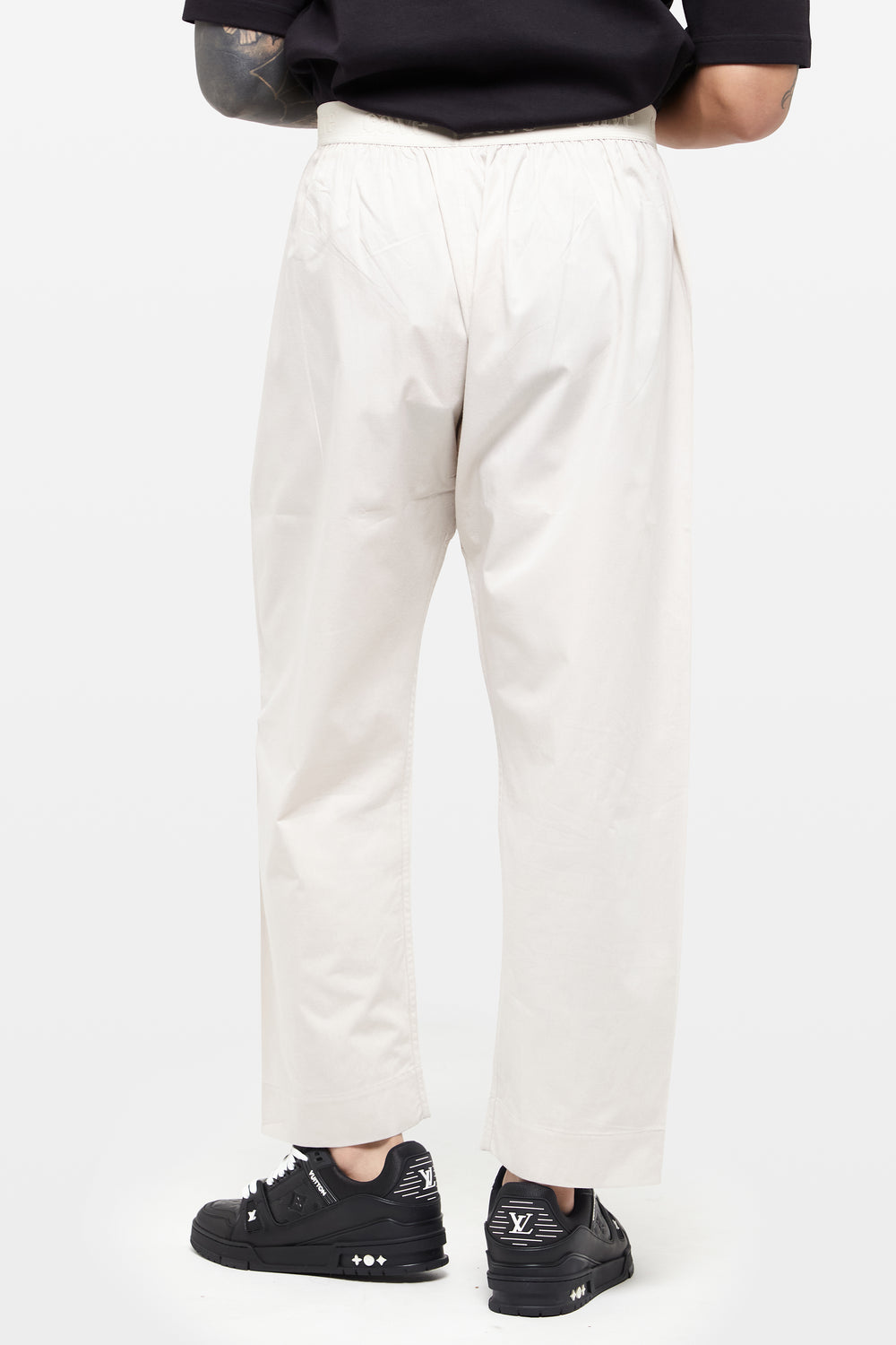 Wind Grey Wide-Leg Elasticated Cotton Trousers - CAVE