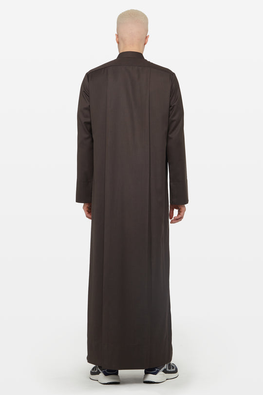 Pecan Brown Kuwaiti Collar Thobe