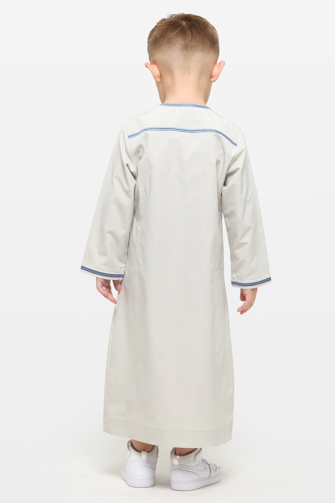Moon Grey & Dusty Blue Emirati Kids Thobe - CAVE