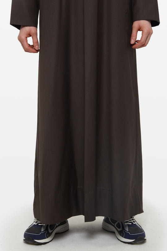 Pecan Brown Kuwaiti Collar Thobe