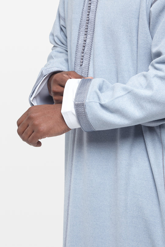 Airy Blue Hooded Moroccan Thobe - CAVE