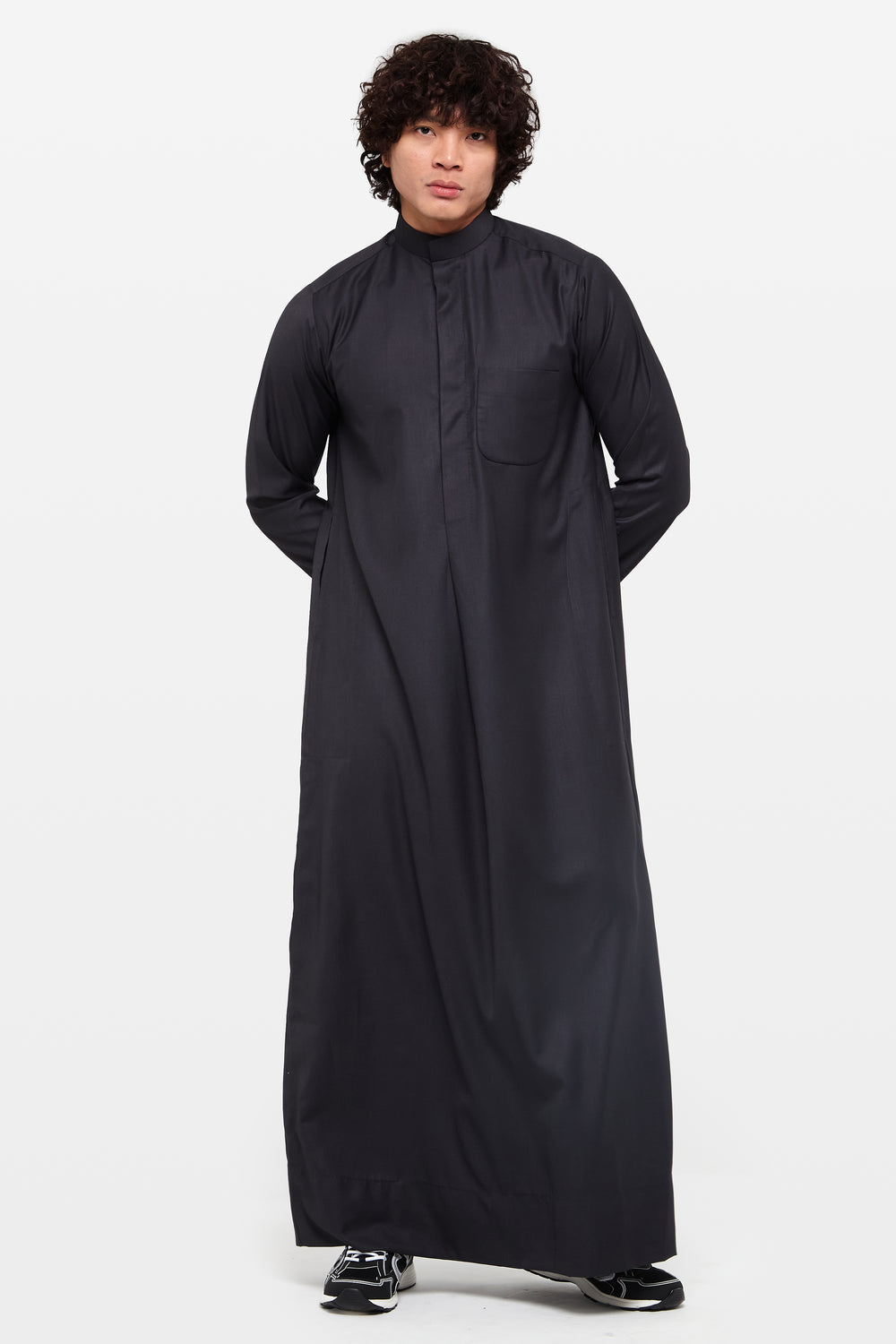 Midnight Black Kuwaiti Collar Thobe - CAVE