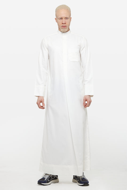 Cream Kuwaiti Collar Thobe
