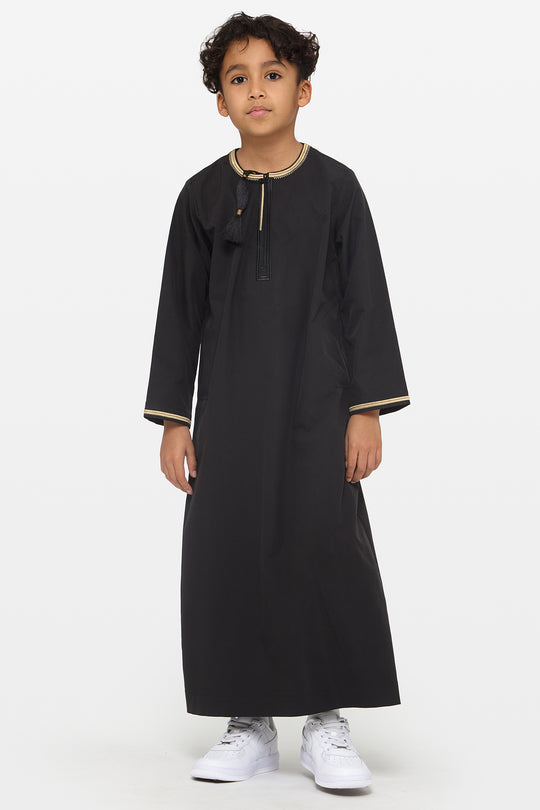 Black & Gold Omani Kids Thobe - CAVE