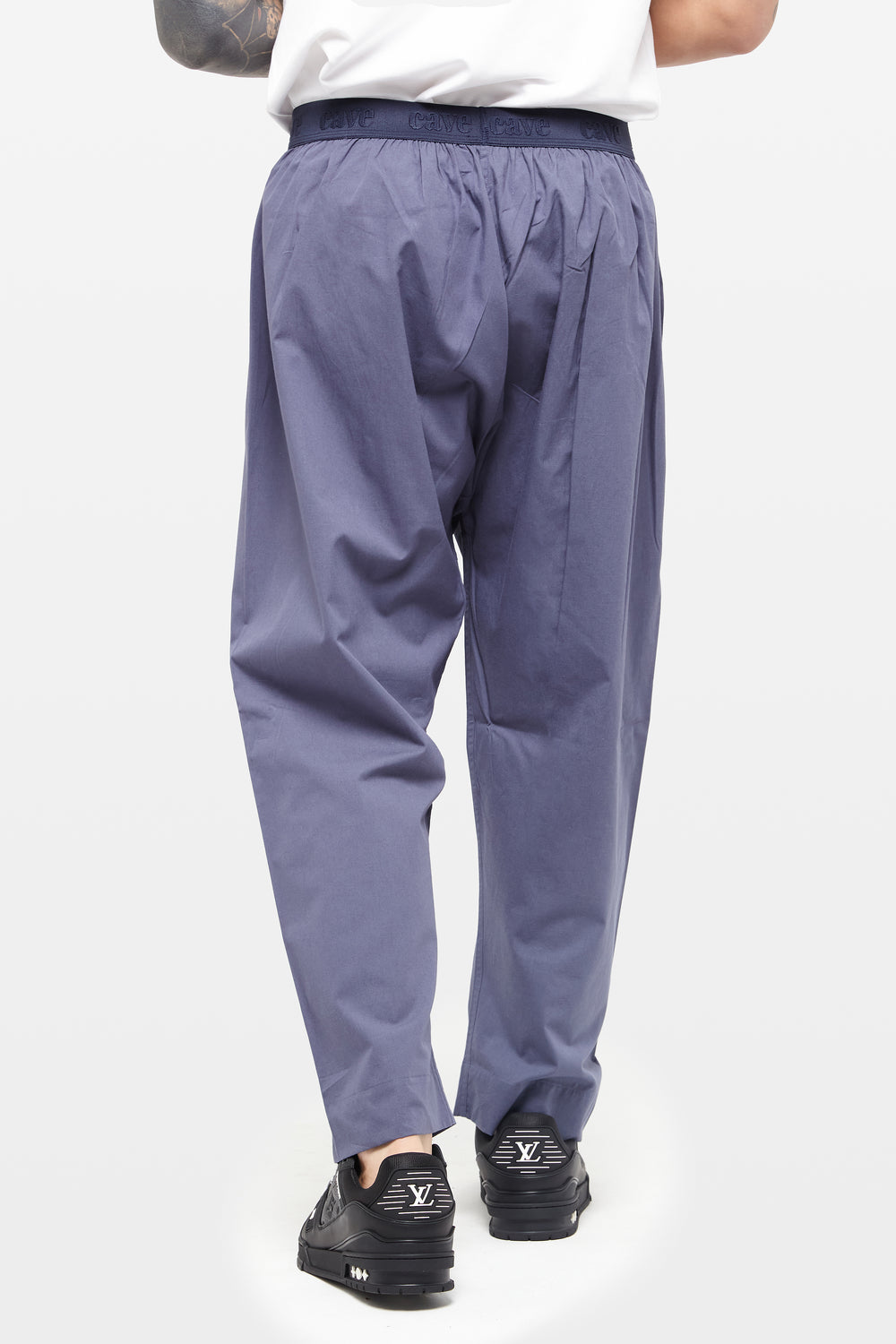 Blue Shadow Wide-Leg Elasticated Cotton Trousers - CAVE