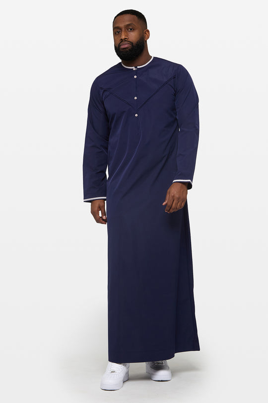 Maritime Blue & Wind Grey Emirati Thobe - CAVE