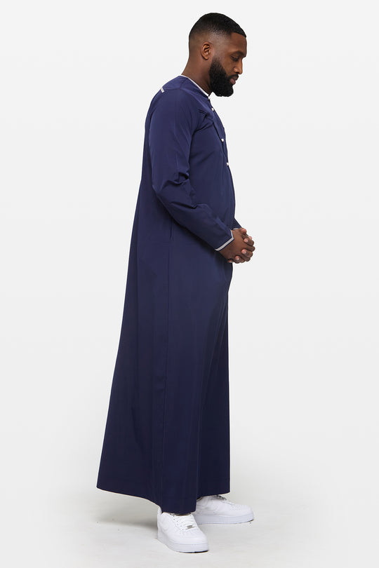 Maritime Blue & Wind Grey Emirati Thobe - CAVE