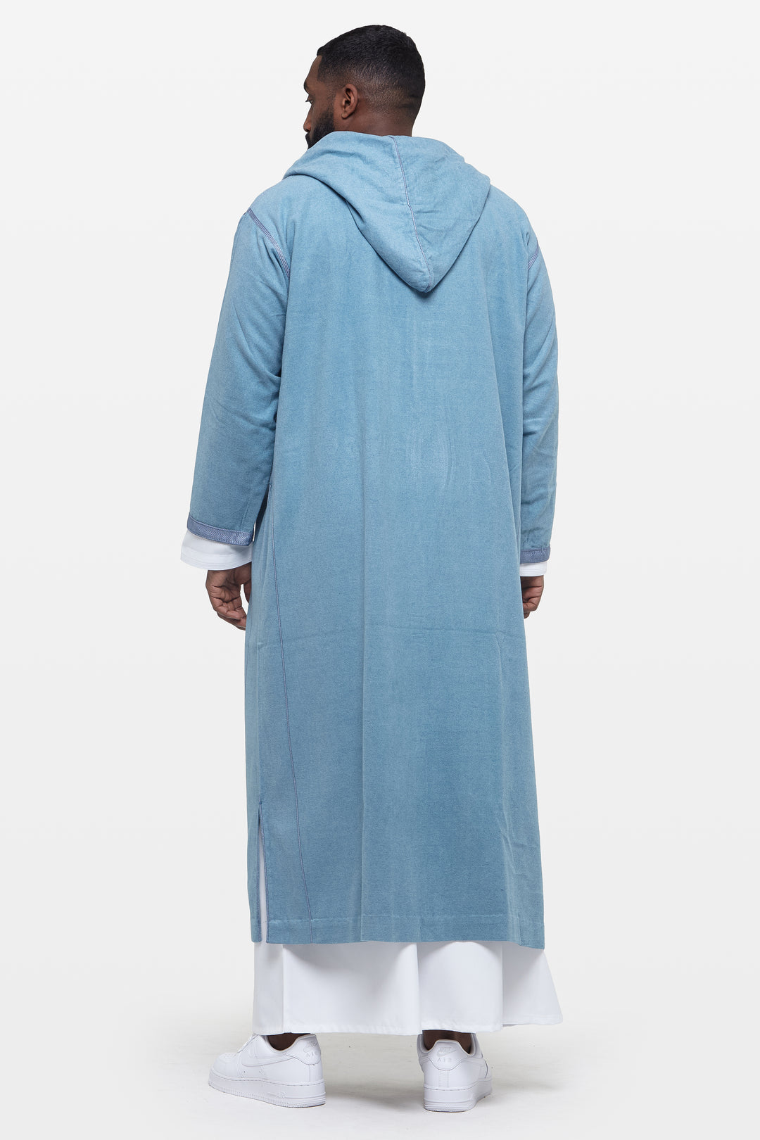 Faded Denim Hooded Moroccan Thobe - CAVE