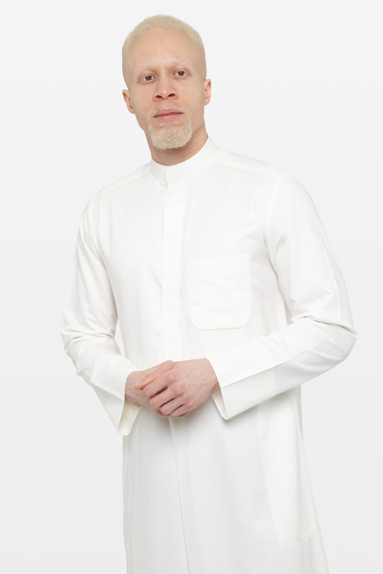 Cream Kuwaiti Collar Thobe